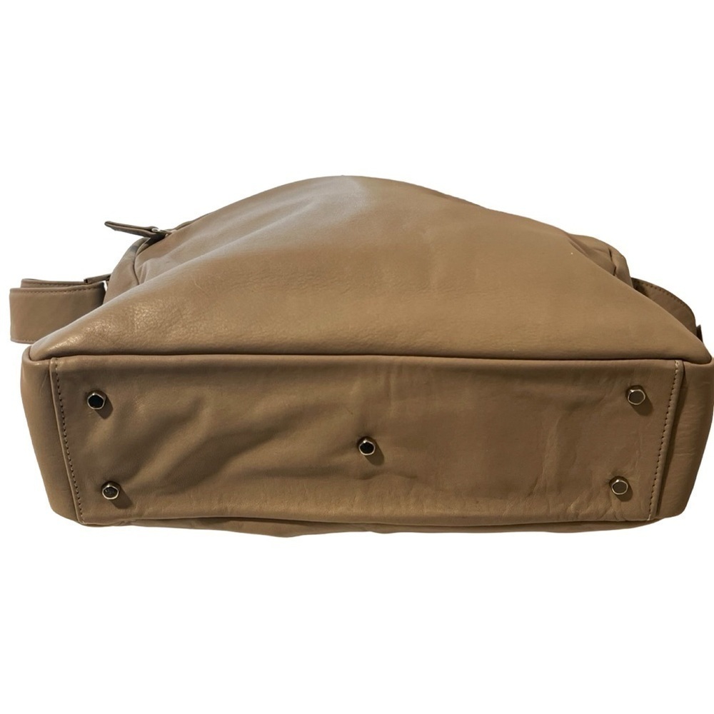 NEW PERLINA NEW YORK Taupe Satchel Leather Bag - Picture 4 of 8